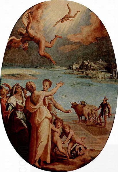 Maso da San Friano Der Sturz des Ikarus, Oval oil painting picture